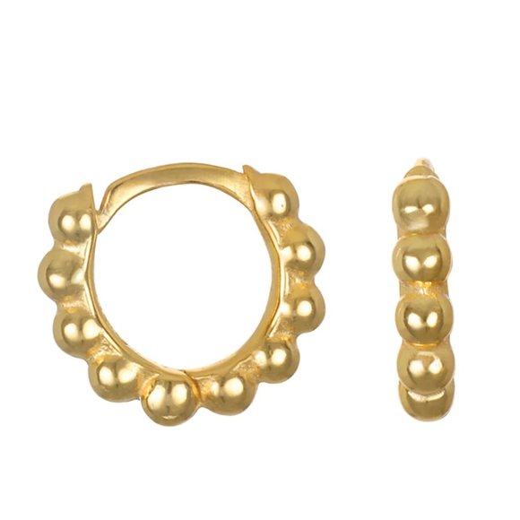 Mini Dot Huggie Hoop Earrings - Picture 1 of 3